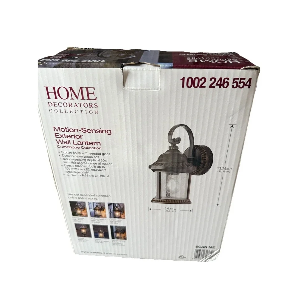 Home Decorators Collection 1-Light Bronze 12.75 in Wall Mount Lantern New